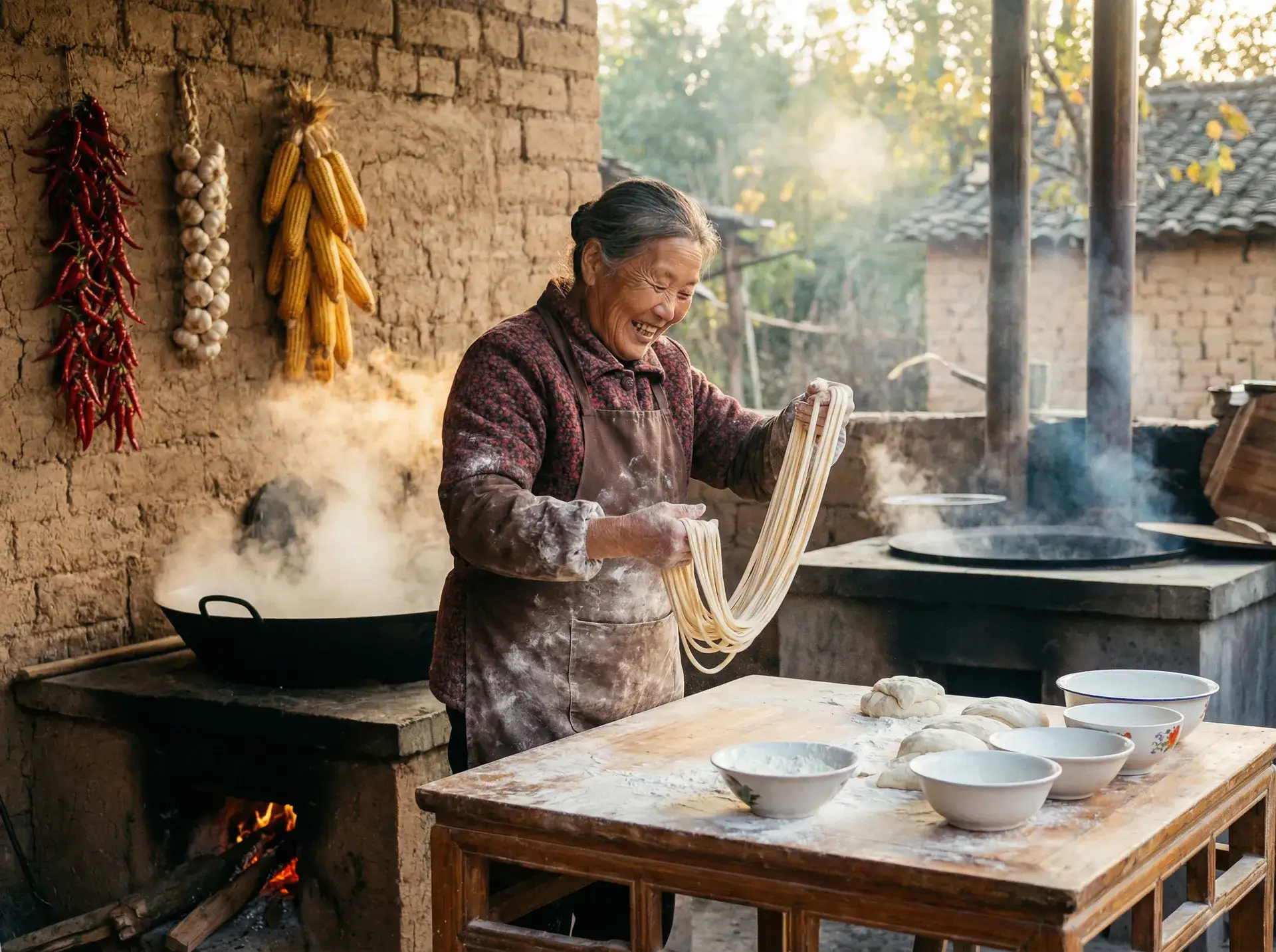 农家大嫂手擀面 - 蝴蝶忍被鬼淦动漫 乡村美食